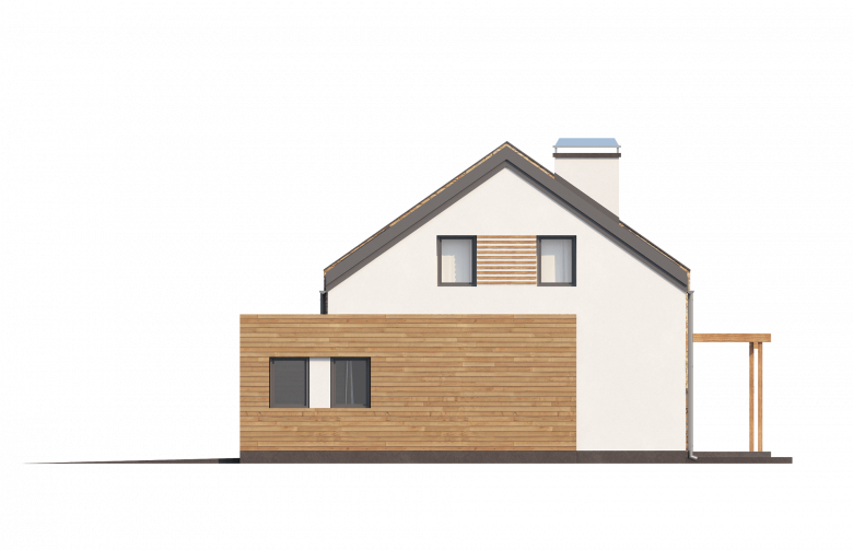 Projekt domu z poddaszem Zx38 - elewacja 4
