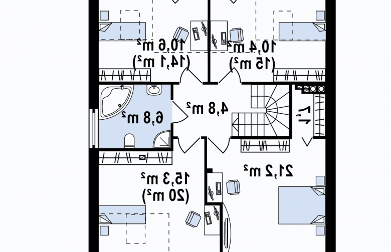 Projekt domu piętrowego Zx44 - rzut poddasza