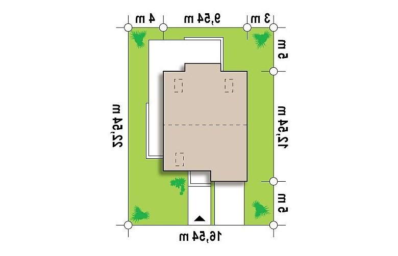 Projekt domu piętrowego Zx44 - Usytuowanie - wersja lustrzana