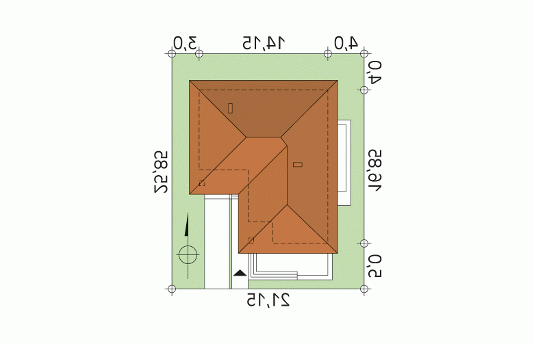 Projekt domu tradycyjnego Neptun 5 MC - Usytuowanie - wersja lustrzana