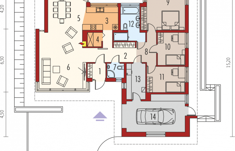 Projekt domu parterowego Alberta G1 - parter