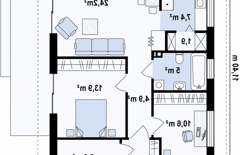 Projekt domu parterowego Z254 - rzut parteru