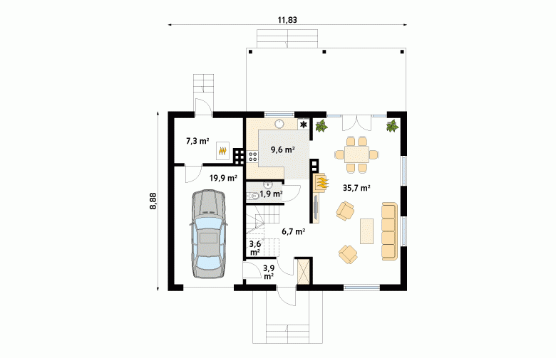 Projekt domu tradycyjnego Arnika 2 dr-S - 