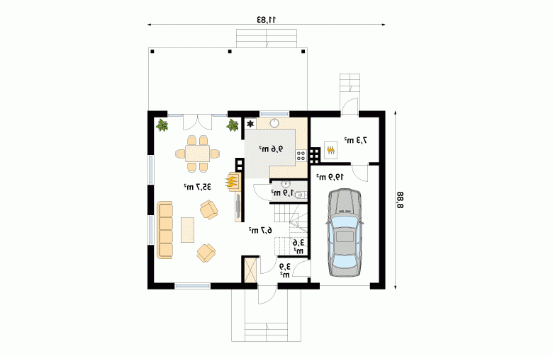 Projekt domu tradycyjnego Arnika 2 dr-S - 