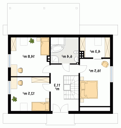 Rzut projektu Arnika 2 dr-S - wersja lustrzana