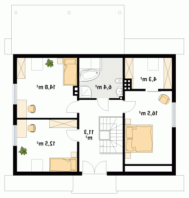 Rzut projektu Arnika 2 dr-T - wersja lustrzana