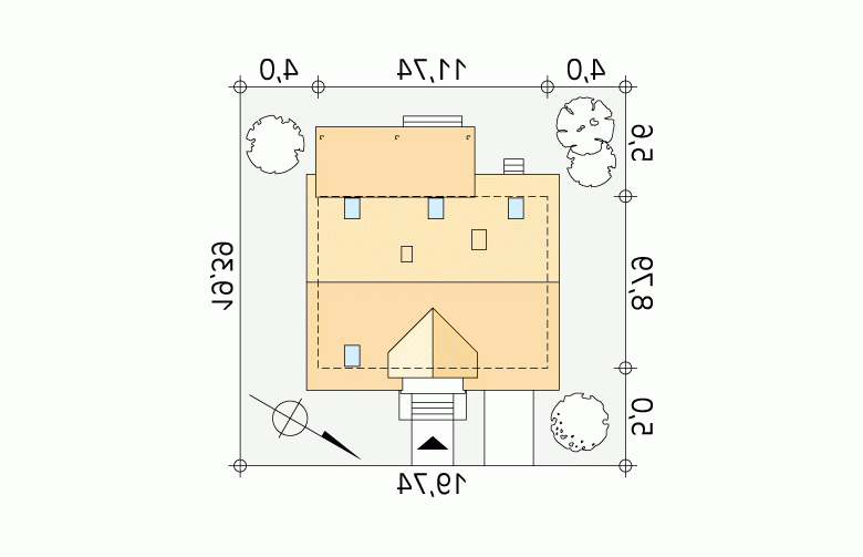 Projekt domu tradycyjnego Arnika 2 dr-T - Usytuowanie - wersja lustrzana