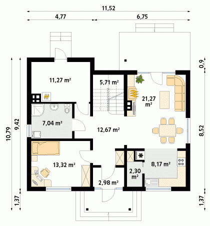 Rzut projektu Dudek 2 dr-T