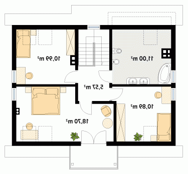 Rzut projektu Dudek 2 dr-T - wersja lustrzana