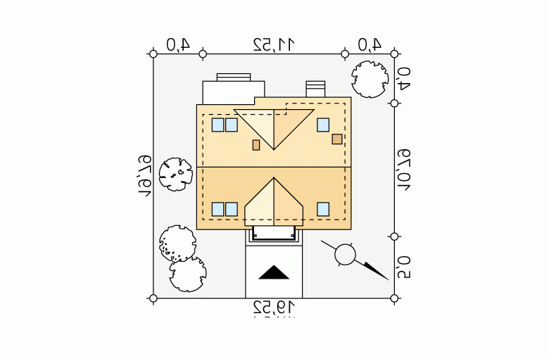 Projekt domu parterowego Dudek 2 dr-T - Usytuowanie - wersja lustrzana