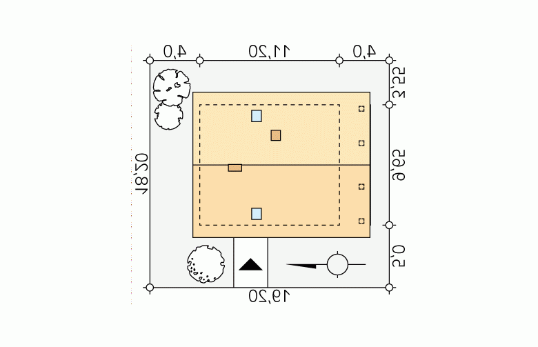 Projekt domu tradycyjnego Indygo 2 - Usytuowanie - wersja lustrzana