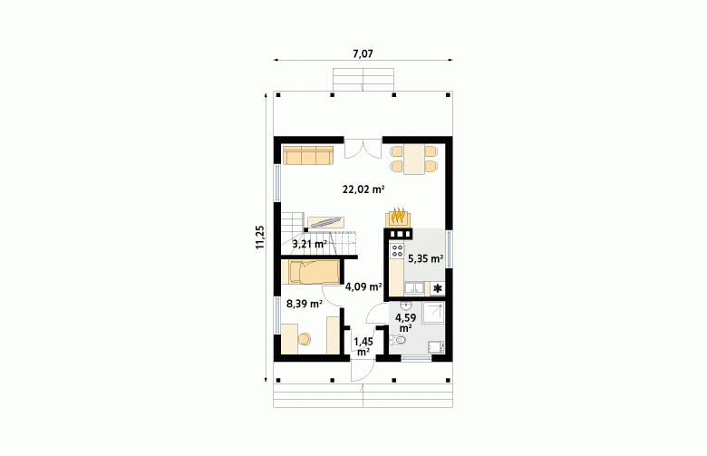 Projekt domu z bala Mikrus 2 dr-S - 