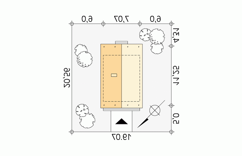 Projekt domu z bala Mikrus 2 dr-S - Usytuowanie - wersja lustrzana