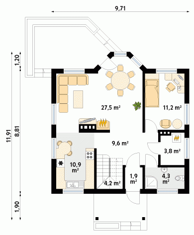 Rzut projektu Pliszka 2 dr-S