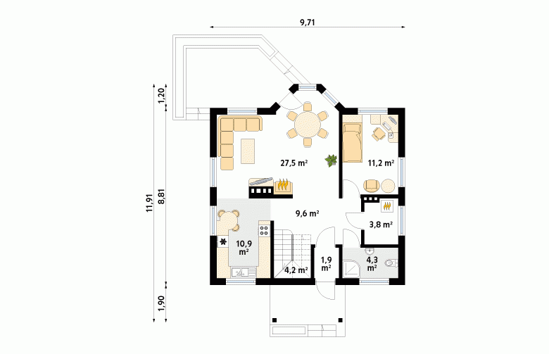 Projekt domu z bala Pliszka 2 dr-S - 