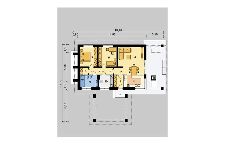 Projekt domu dwurodzinnego LK&836 - parter