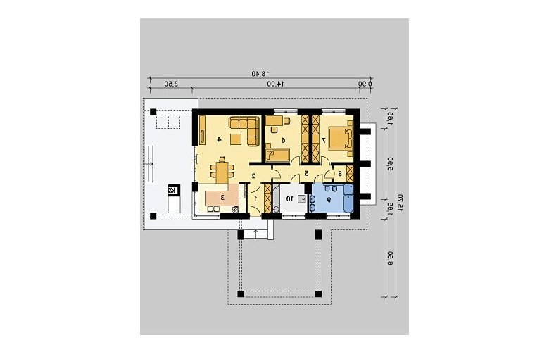 Projekt domu dwurodzinnego LK&836 - parter