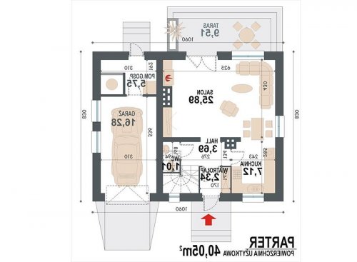 Rzut projektu Rusałka - wersja lustrzana