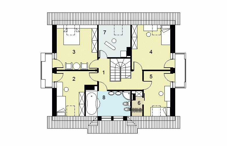 Projekt domu jednorodzinnego HG-C3A - rzut poddasza