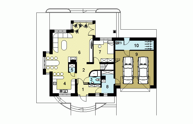 Projekt domu jednorodzinnego HG-I18C - rzut parteru