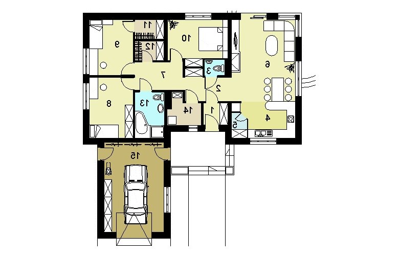 Projekt domu parterowego HG-D2b - rzut parteru