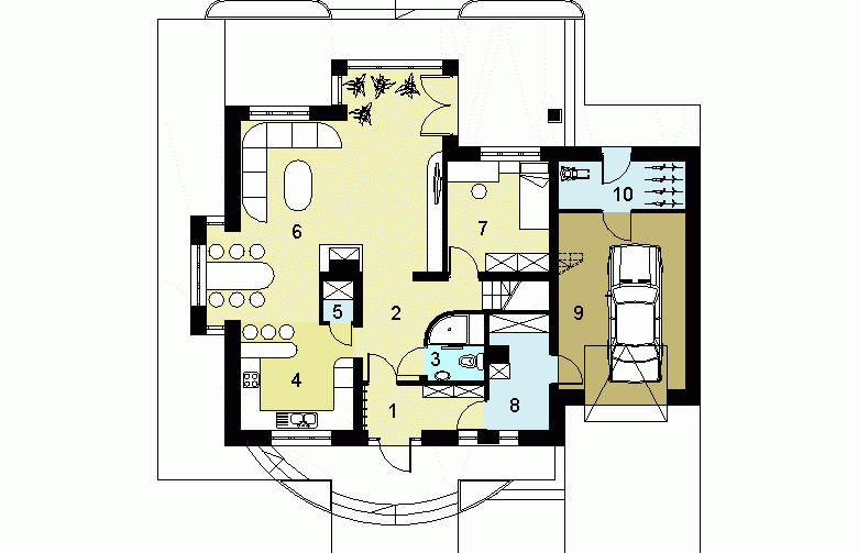 Projekt domu jednorodzinnego HG-I18A - rzut parteru