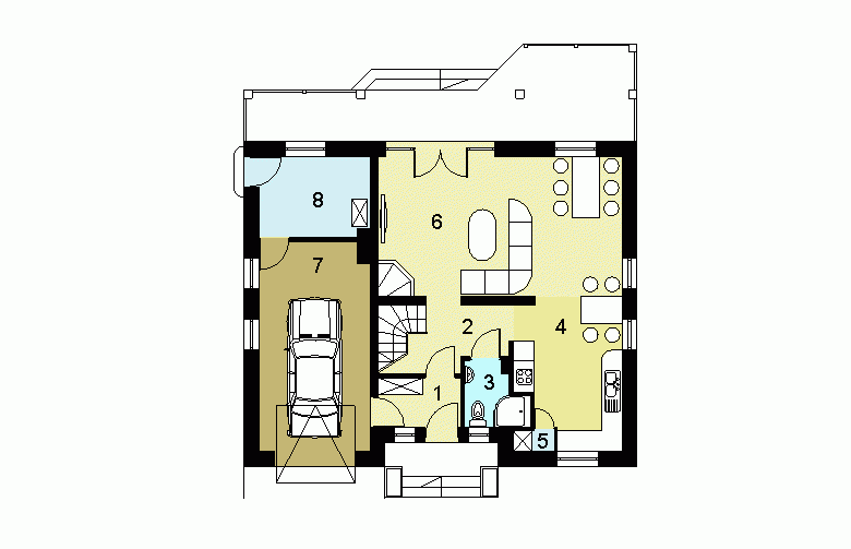 Projekt domu jednorodzinnego HG-C1b - parter