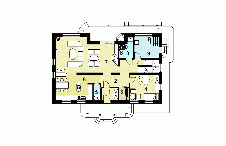 Projekt domu piętrowego HG-I16 - rzut parteru
