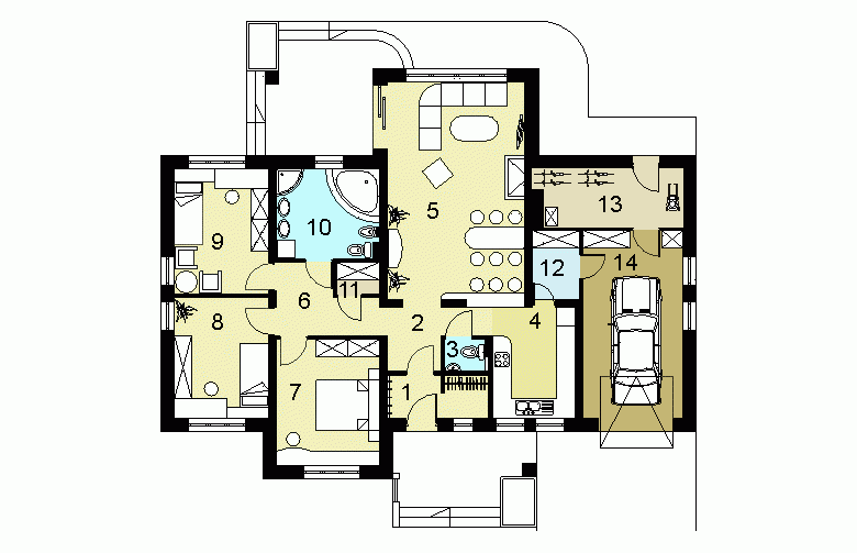 Projekt domu jednorodzinnego HG-H3A - parter