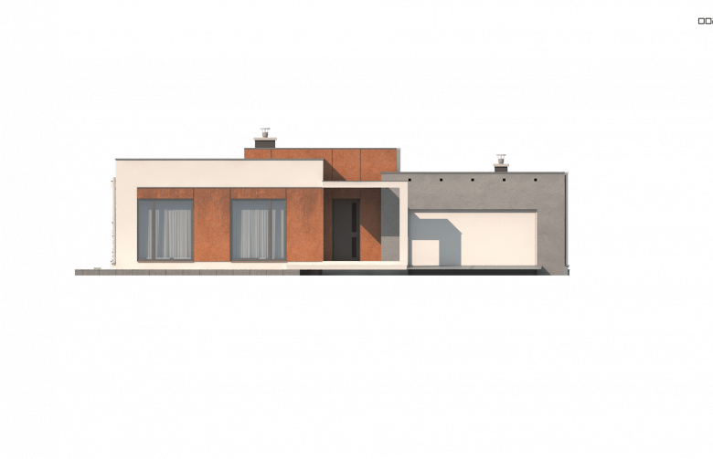Projekt domu parterowego Zx104 - elewacja 3
