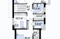 Projekt domu piętrowego Zx114 - rzut poddasza