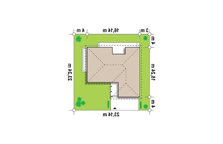 Projekt domu parterowego Z144 - Usytuowanie - wersja lustrzana