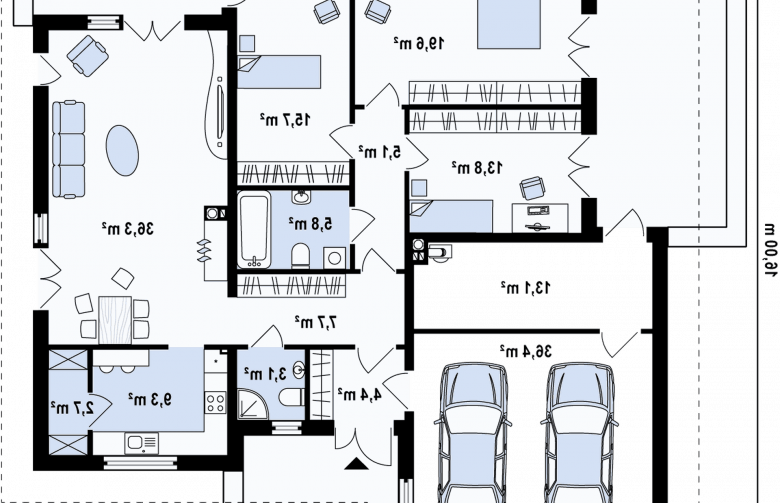 Projekt domu parterowego Z209 - rzut parteru