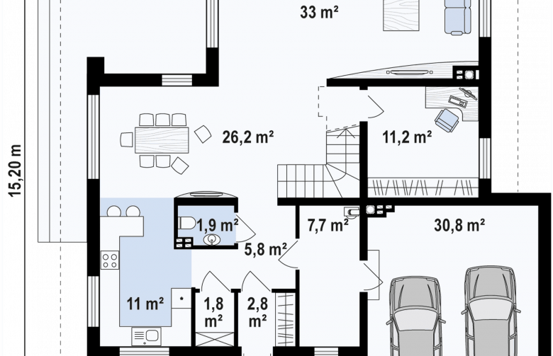 Projekt domu piętrowego Z156 - rzut parteru