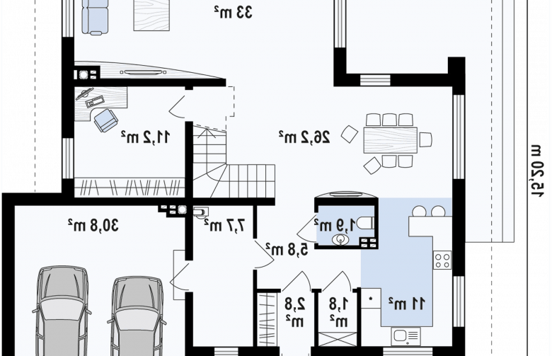 Projekt domu piętrowego Z156 - rzut parteru