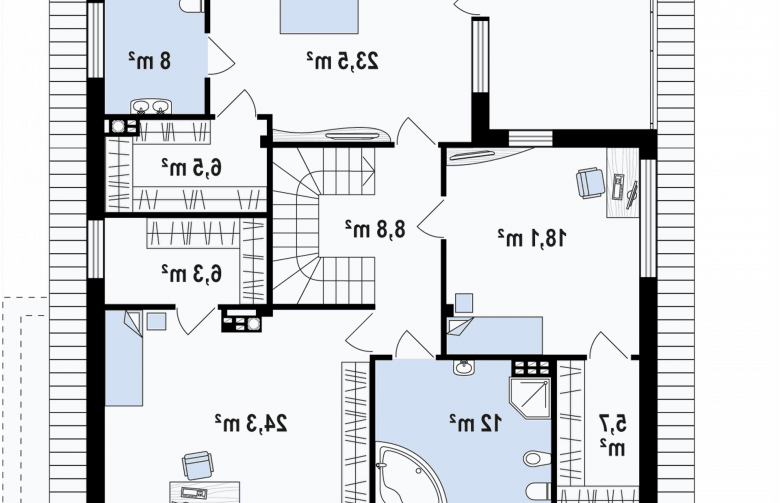 Projekt domu piętrowego Z156 - rzut poddasza