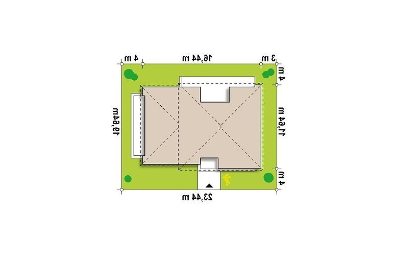 Projekt domu parterowego Zx34 - Usytuowanie - wersja lustrzana