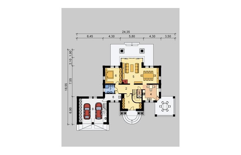 Projekt domu piętrowego LK&880 - parter