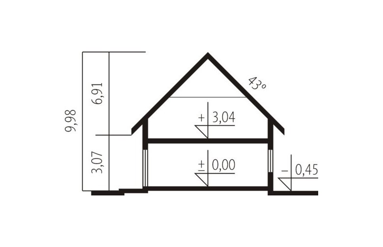 Projekt domu z poddaszem Filip G2 - przekrój 1