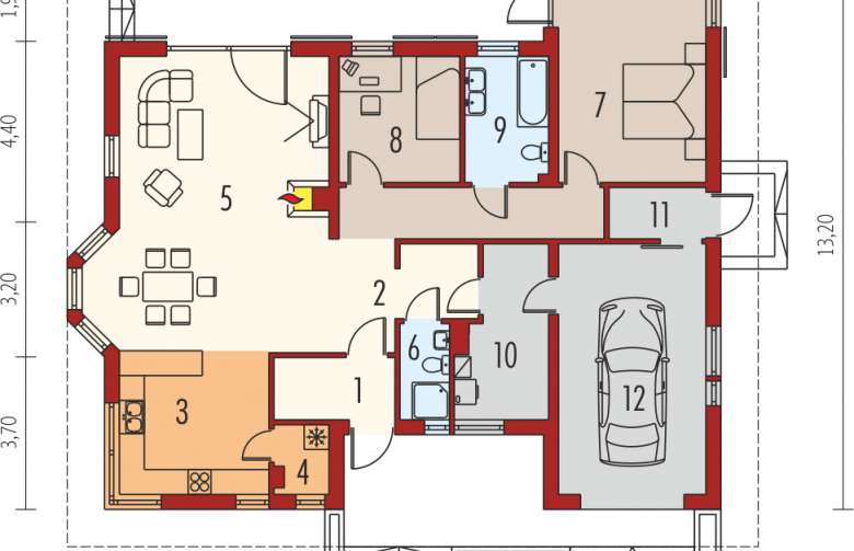 Projekt domu parterowego Florenc II G1 - parter