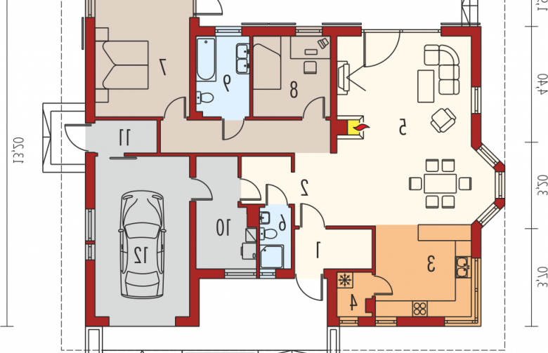 Projekt domu parterowego Florenc II G1 - parter