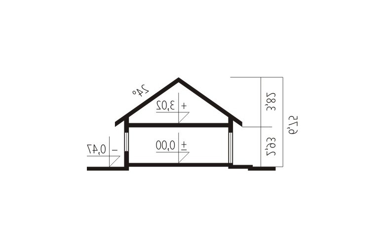 Projekt domu parterowego Florenc III G1 - przekrój 1