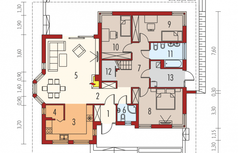 Projekt domu parterowego Flori II - parter