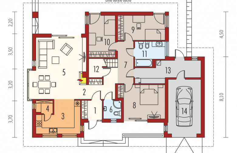 Projekt domu parterowego Flori III G1 - parter