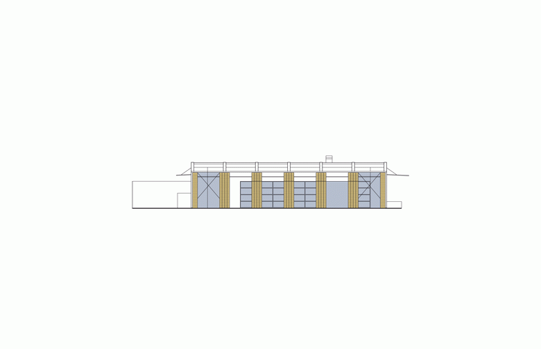 Projekt domu parterowego Frame (z wiatą) - elewacja 2