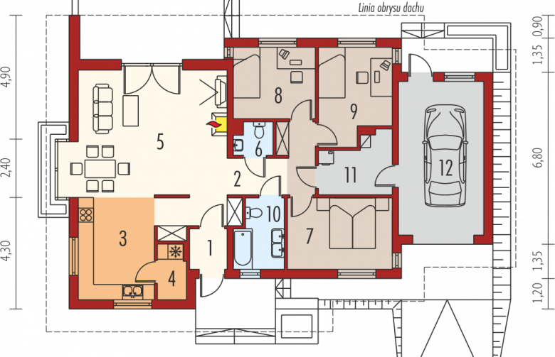 Projekt domu parterowego Franczi G1 - parter