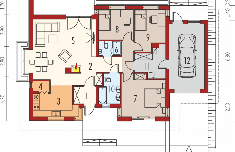 Projekt domu parterowego Franczi II G1 - parter