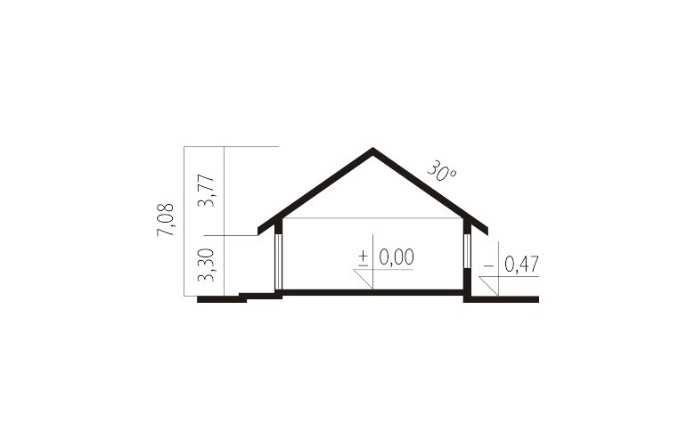 Projekt domu parterowego Glen II G1 Leca® DOM - przekrój 1