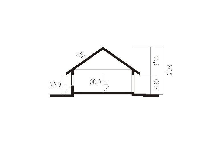 Projekt domu parterowego Glen II G1 Leca® DOM - przekrój 1