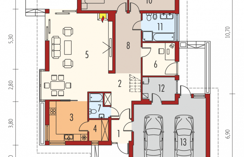 Projekt domu dwurodzinnego Glen III G2 - parter